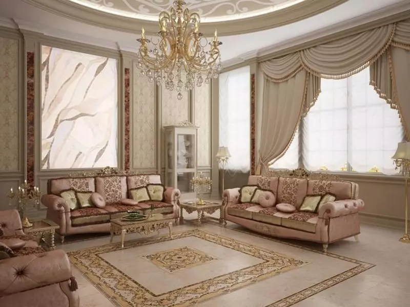 Soggiorno classico (88 foto): interior design in stili classici contemporanei e americani, bellissimi soggiorno in colori vivaci, scegliendo dipinti nella stanza 9681_63