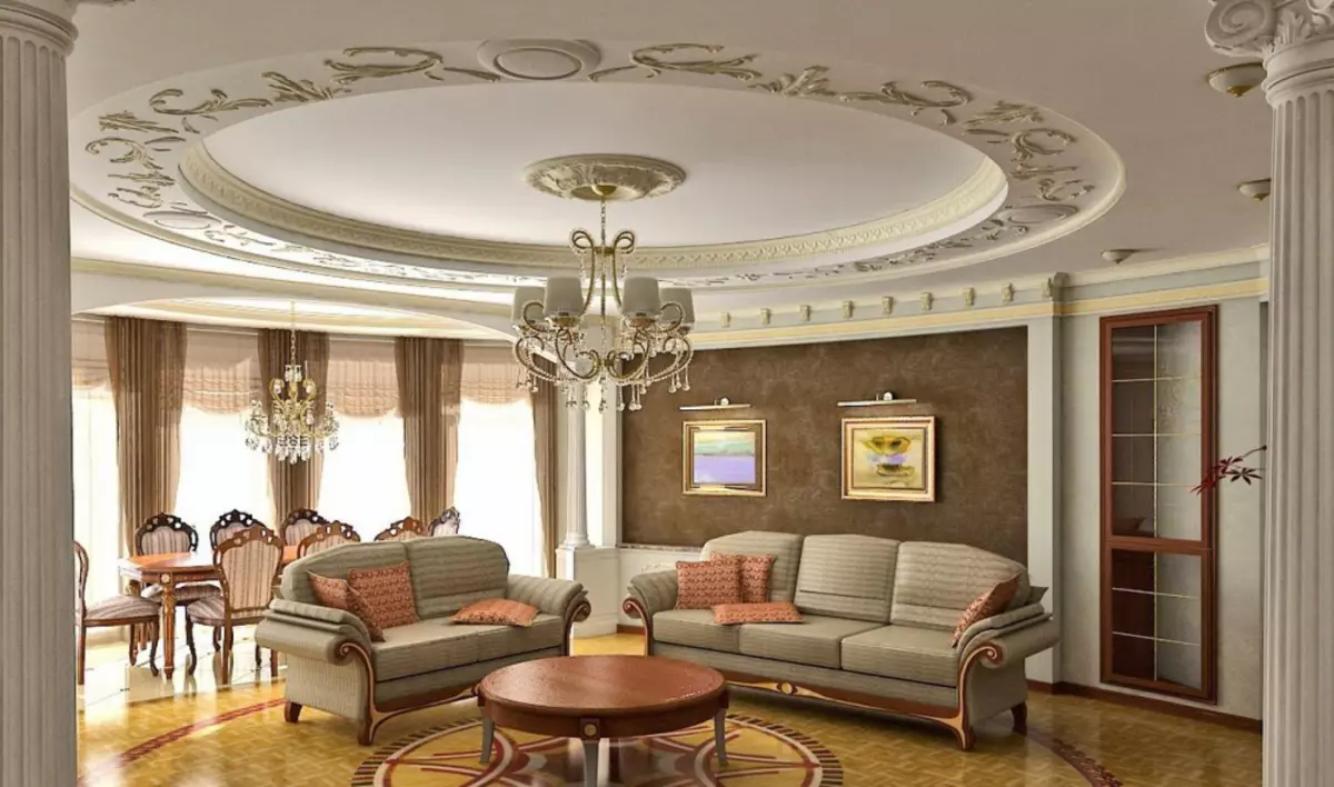 Ruang tamu klasik (88 foto): Desain interior dalam gaya Klasik kontemporer dan Amerika, ruang tamu yang indah dalam warna-warna cerah, memilih lukisan di kamar 9681_66