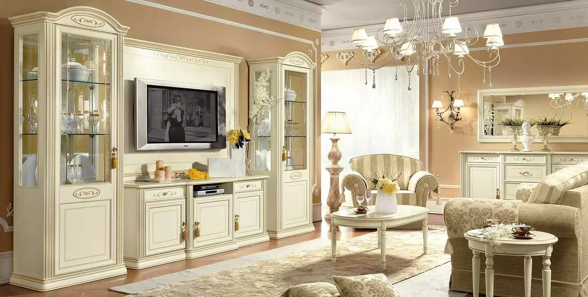 Soggiorno classico (88 foto): interior design in stili classici contemporanei e americani, bellissimi soggiorno in colori vivaci, scegliendo dipinti nella stanza 9681_72