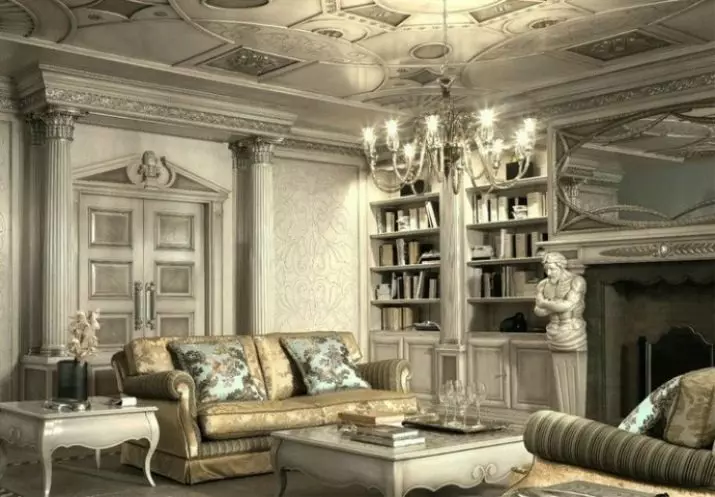 Soggiorno classico (88 foto): interior design in stili classici contemporanei e americani, bellissimi soggiorno in colori vivaci, scegliendo dipinti nella stanza 9681_80