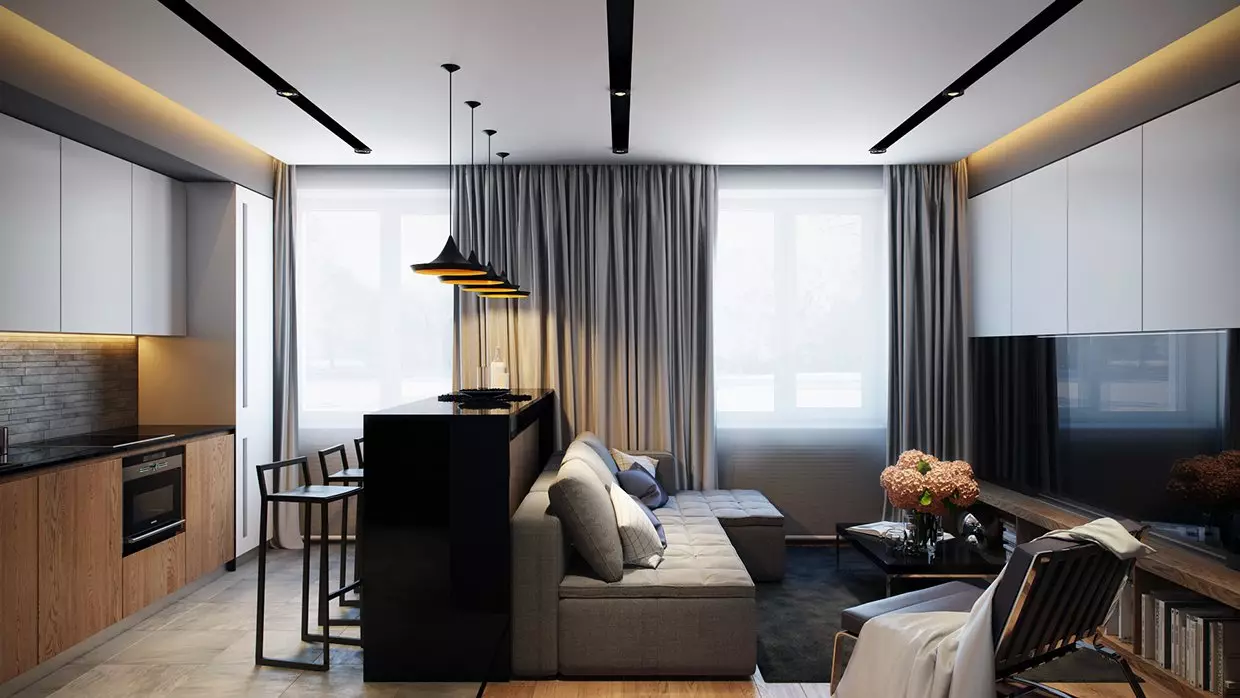 在公寓的设计霍尔（168张照片）：客厅内部内部的细微差别。如何在普通公寓中制作一个大厅美丽又轻松？ 9682_118