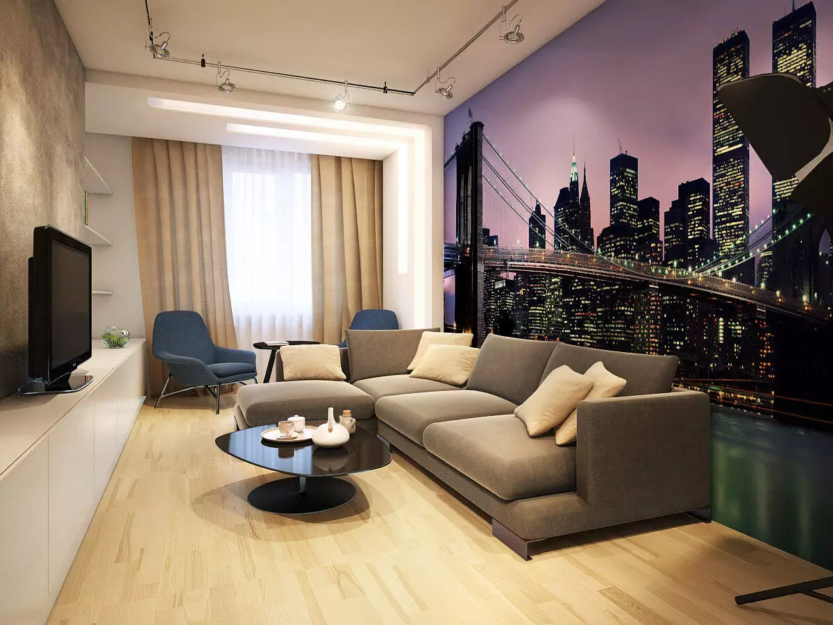 在公寓的设计霍尔（168张照片）：客厅内部内部的细微差别。如何在普通公寓中制作一个大厅美丽又轻松？ 9682_124