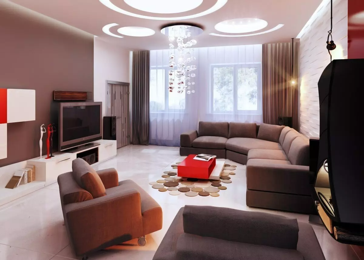 Дизайн залу в квартирі (168 фото): нюанси оформлення інтер'єру віталень кімнат. Як оформити зал в звичайній квартирі красиво і просто? 9682_149