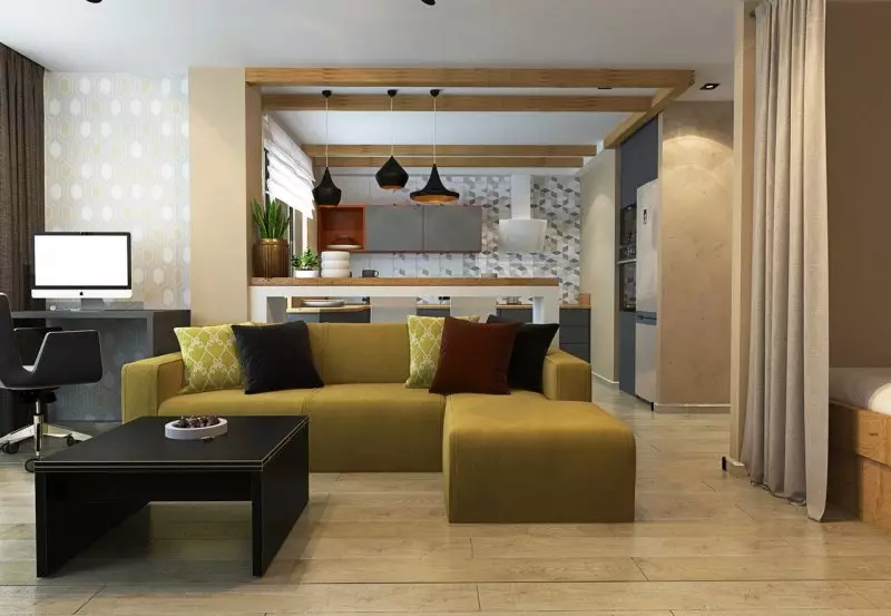 在公寓的设计霍尔（168张照片）：客厅内部内部的细微差别。如何在普通公寓中制作一个大厅美丽又轻松？ 9682_74