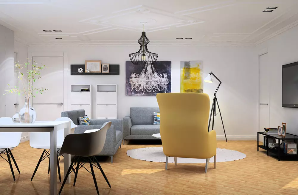 在公寓的设计霍尔（168张照片）：客厅内部内部的细微差别。如何在普通公寓中制作一个大厅美丽又轻松？ 9682_98