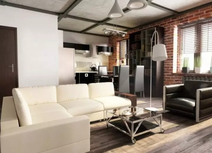 Sala de estar (117 fotos): salão de design de interiores com lareira, exemplos de uma pequena sala de estar com elementos loft 9684_113