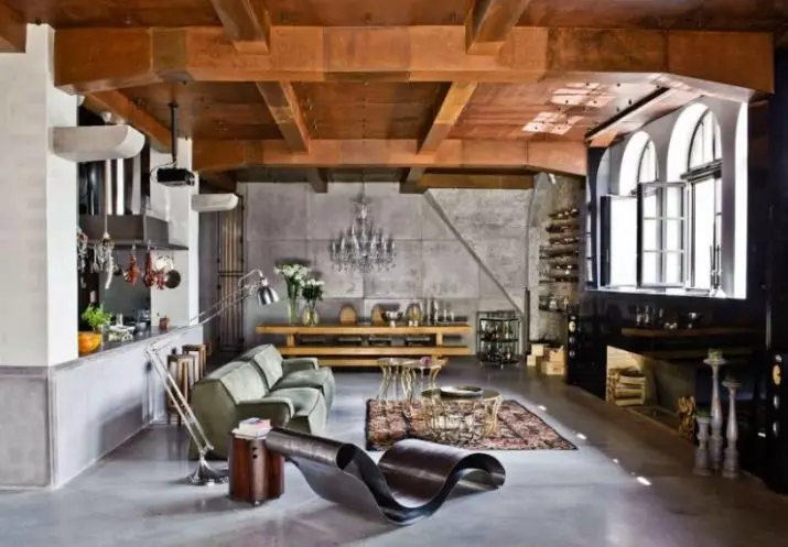 Loft obývacia izba (117 fotografií): Interiérový dizajn s krbom, príklady malej obývačky s podkrovnými prvkami 9684_114