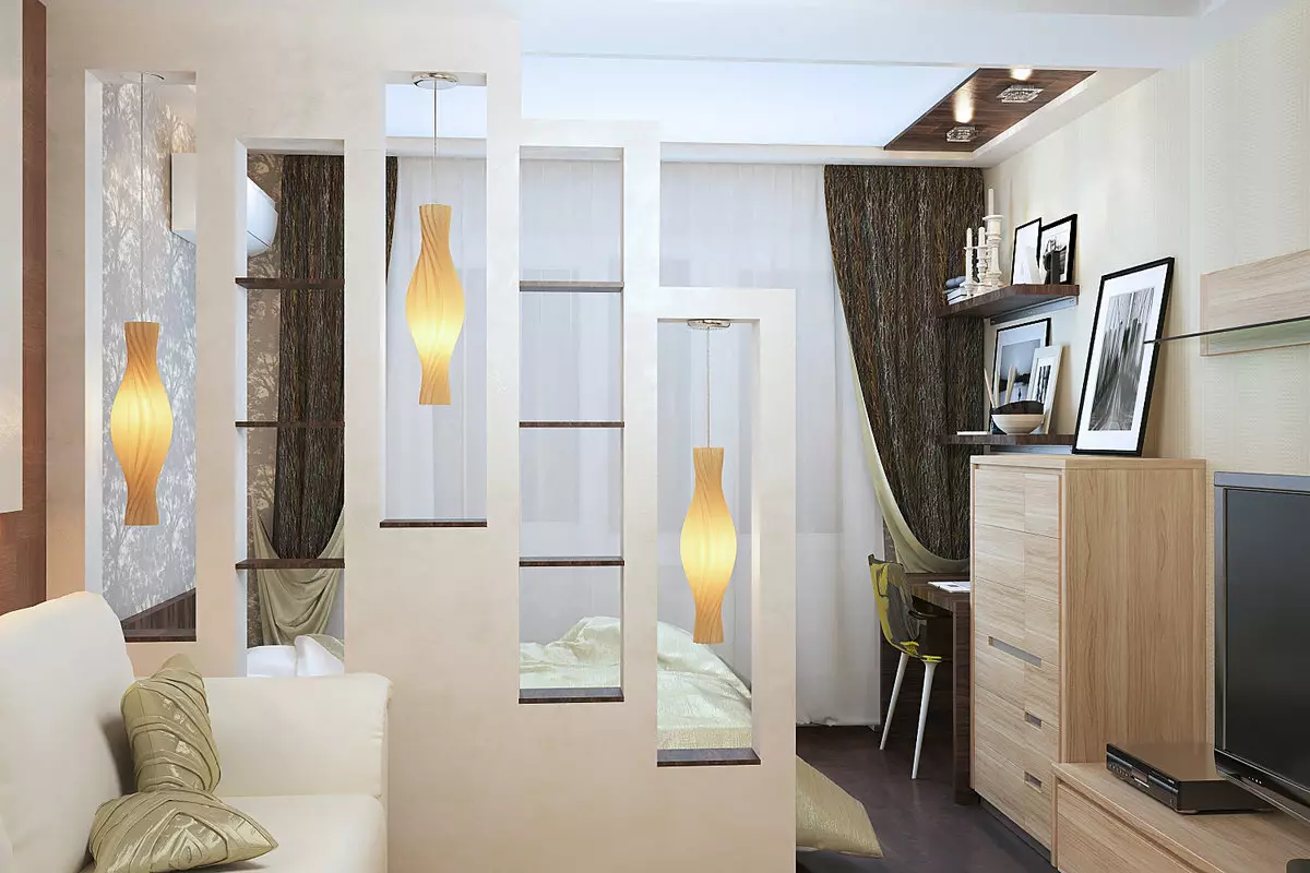 작은 거실의 인테리어 (119 개 사진) 아파트의 작은 홀 현대 아이디어. 어떻게 미니 룸을 갖추기 위해? 9695_32
