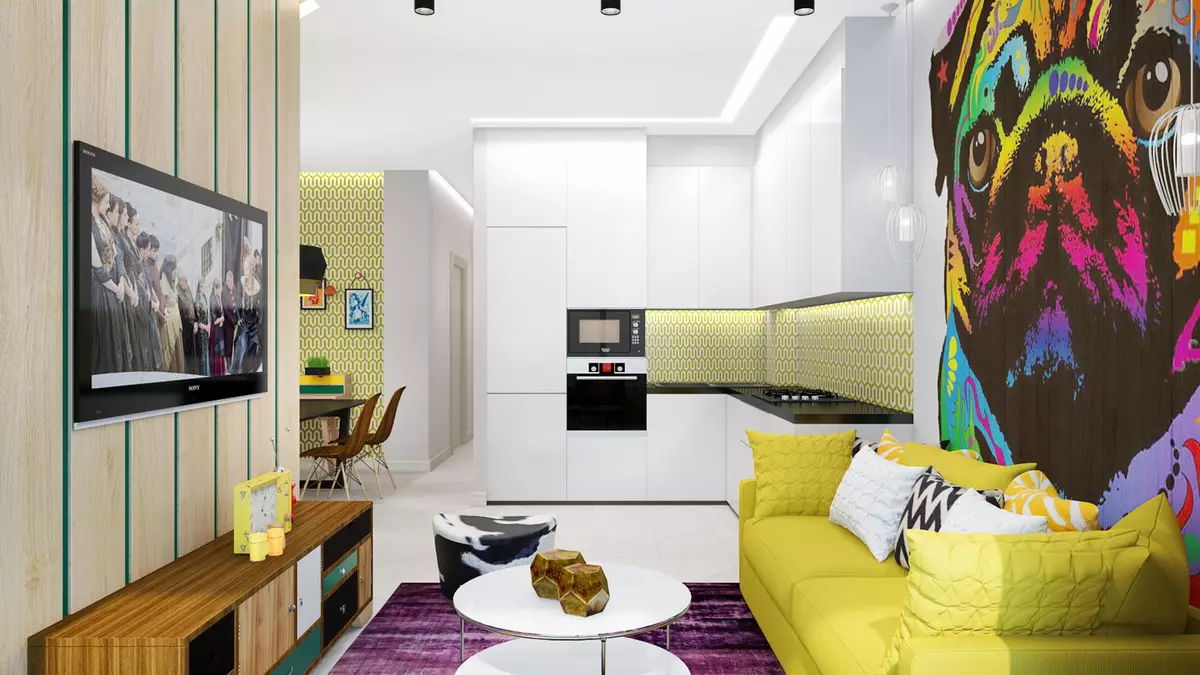 작은 거실의 인테리어 (119 개 사진) 아파트의 작은 홀 현대 아이디어. 어떻게 미니 룸을 갖추기 위해? 9695_52