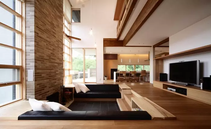 Sala de estar en una casa de madera (69 fotos): Opciones de diseño de interiores para la sala de estar del país. ¿Cómo organizar una sala en el país justo y con buen gusto? 9700_3