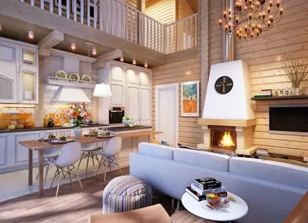 Вітальня в дерев'яному будинку (69 фото): варіанти дизайну інтер'єру дачної вітальні. Як оформити зал на дачі просто і зі смаком? 9700_36
