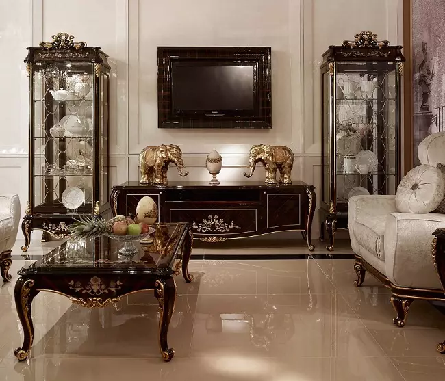 Mobiliário de sala de estar italiana (57 fotos): móveis da Itália em um estilo moderno, clássico e outro. Modelos de madeira e outros materiais 9707_22