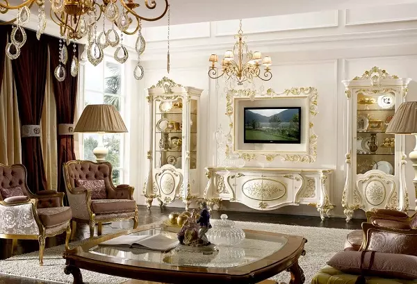 Mobiliário de sala de estar italiana (57 fotos): móveis da Itália em um estilo moderno, clássico e outro. Modelos de madeira e outros materiais 9707_7