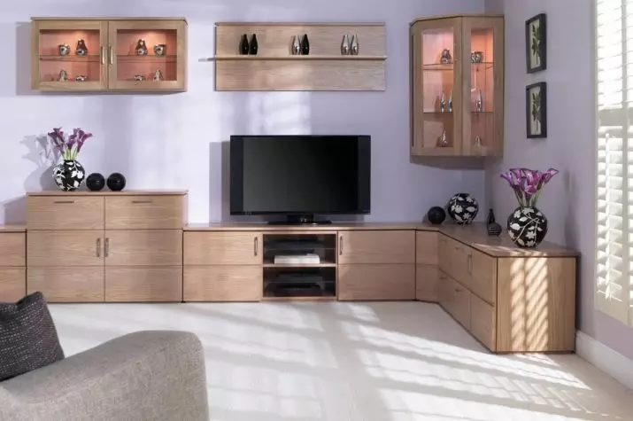 Modular angular furniture para sa living room: modules na may wardrobe at isang set sa isang modernong at iba pang estilo, pagpili ng isang headuit 9708_19