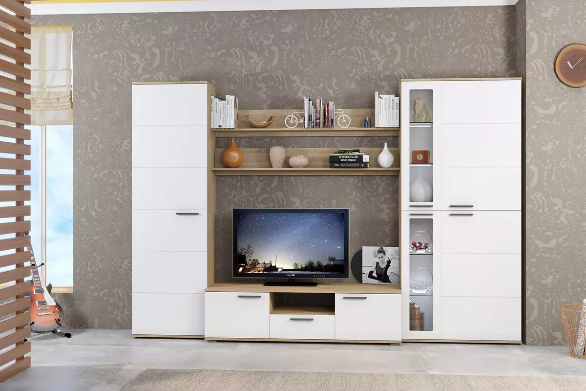白色模塊化客廳家具：白色色調設計的光澤和啞光模塊化系統 9717_26