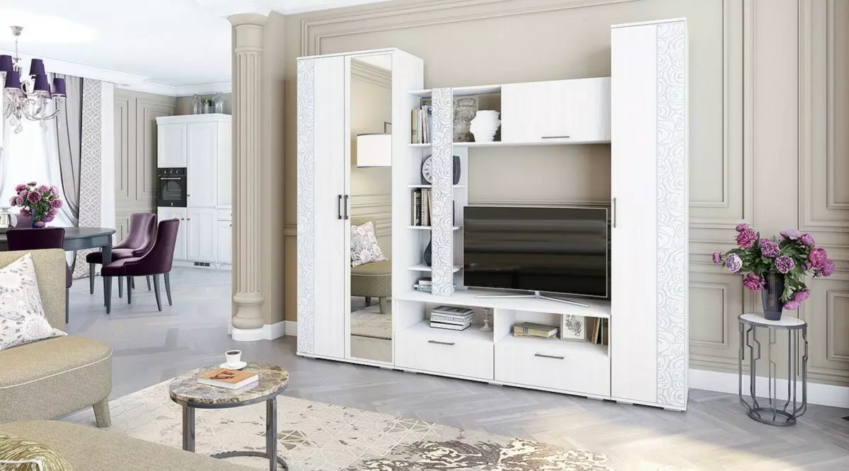 白色模塊化客廳家具：白色色調設計的光澤和啞光模塊化系統 9717_32