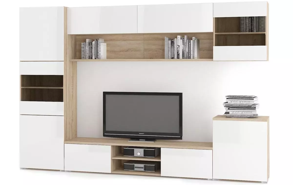 Fehér moduláris nappali bútor: Fényes és matt moduláris rendszerek tervezése fehér tónusokban 9717_38