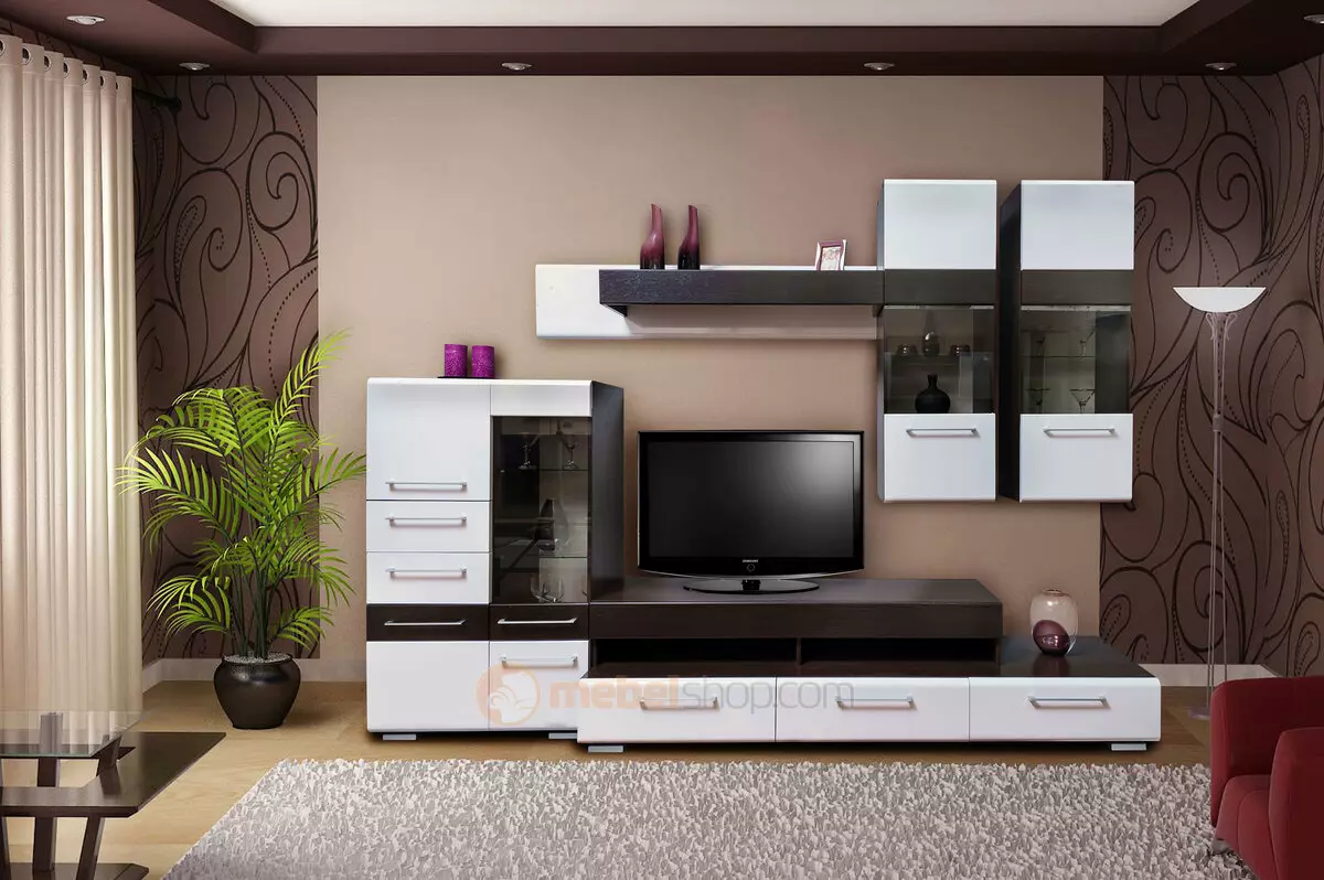白色模塊化客廳家具：白色色調設計的光澤和啞光模塊化系統 9717_9