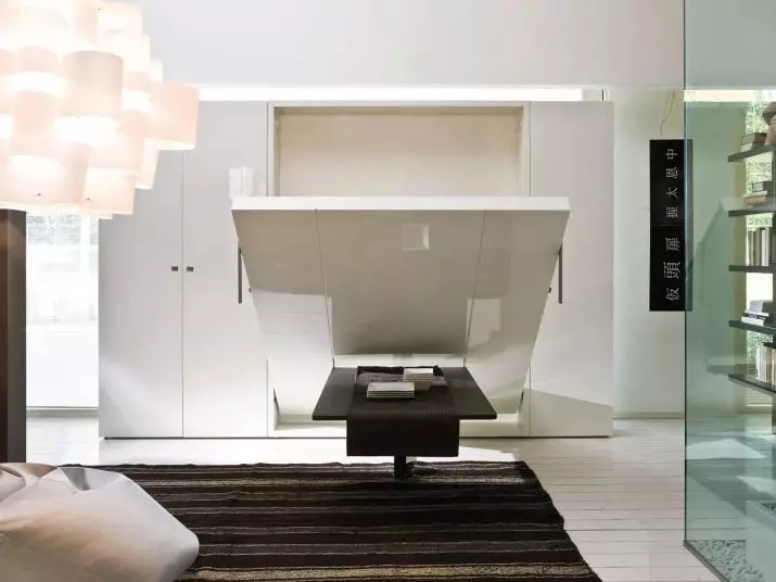 Parabot pikeun ruang tamu di gaya modéren (81 Poto): Perabot gaya modis pikeun aula gaya minimalisme sareng modél gaya sanés sanés 9719_12