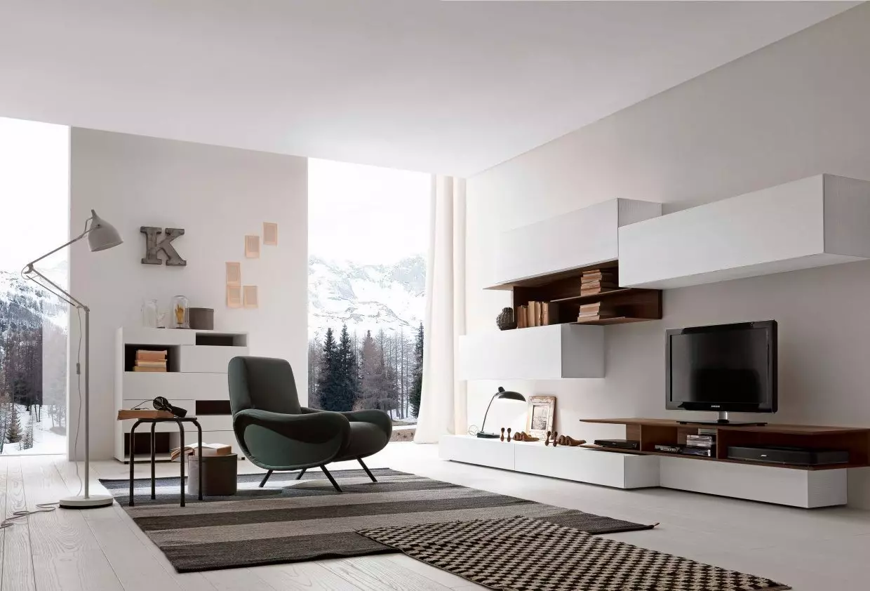 Huonekalut olohuoneeseen moderniin tyyliin (81 valokuvaa): Muodikas huonekalut minimalismille ja muille tyylikkäille malleille 9719_17