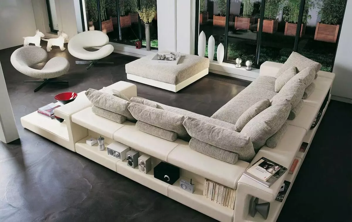 Huonekalut olohuoneeseen moderniin tyyliin (81 valokuvaa): Muodikas huonekalut minimalismille ja muille tyylikkäille malleille 9719_33