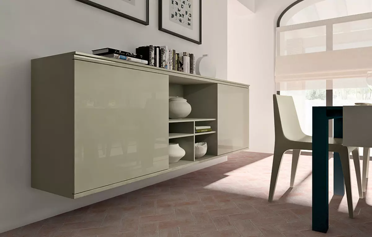 Bukit kanggo ruang tamu: pilih cabinets-sudhut-lemari-lemari-lemari, dresserer lan model liyane kanggo sajian, perabotan warna klasik lan wedang liyane 9722_36