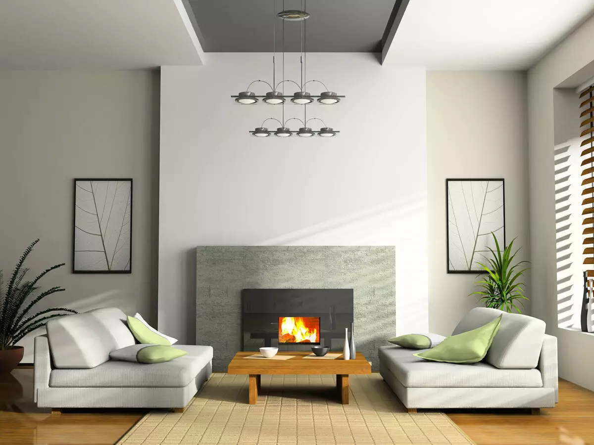 거실의 전기 벽난로 (44 장의 사진) : electracine 선택, 현대적인 스타일의 거실 인테리어 디자인 9724_5