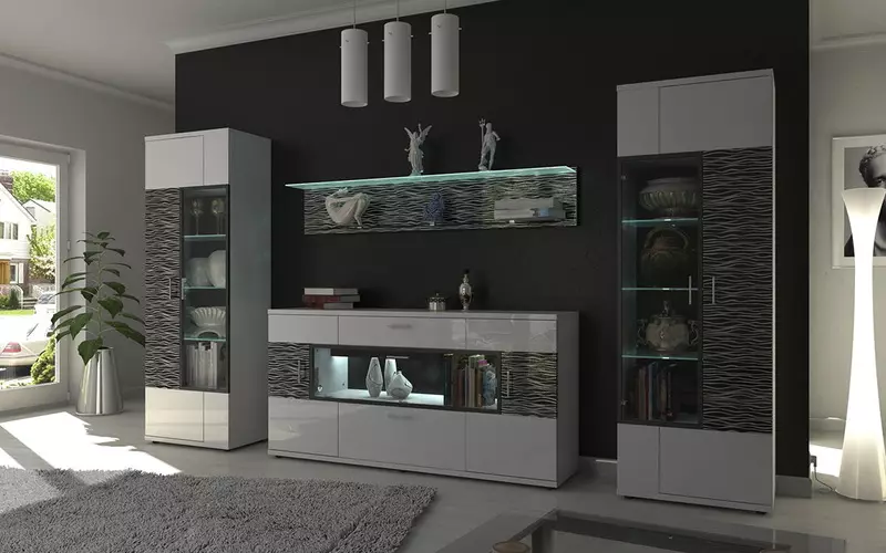 Modulære møbler i en moderne stil til stuen (60 billeder): Vælg moduler til stuen i tv-området, hylder og andre modulære systemer 9725_5