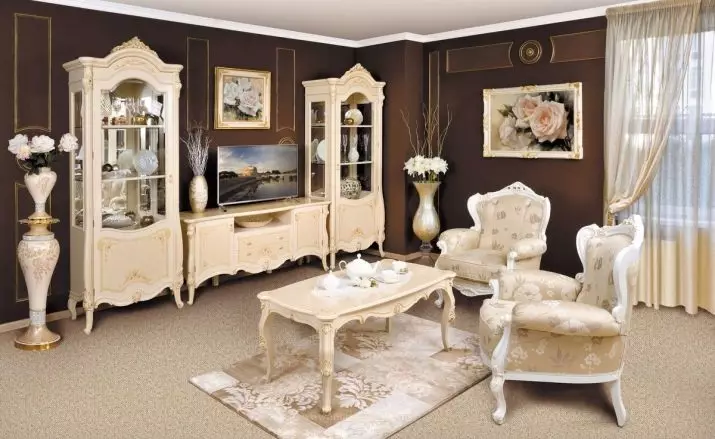 Vitrīnas ēdieniem dzīvojamā istabā (82 fotogrāfijas): stūra stikla logi un skapji, veikalu logi un vitrīnas bufetes klasisko un citu veidu mēbeļu stilā 9730_55