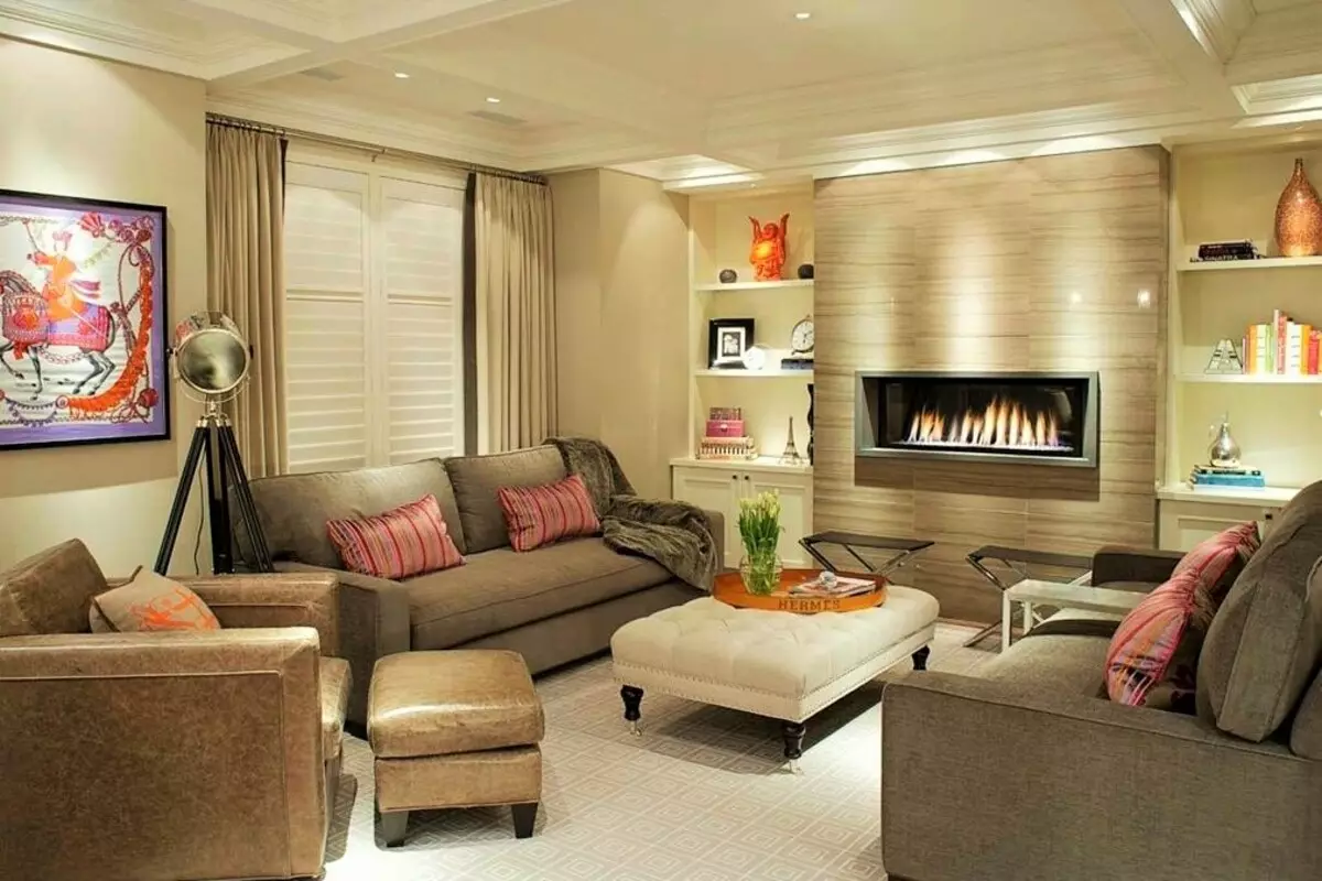 Mobles brillantes para a sala de estar: mobles en clásicos e outros estilos en tons brancos no interior do salón 9731_31
