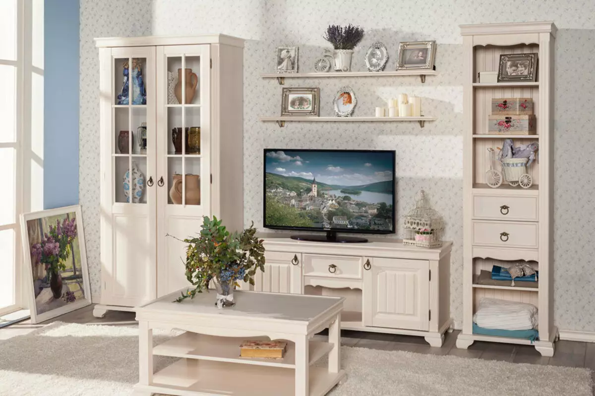 リビングルームのための明るい家具：ホールの内部の白い色調の古典的な家具 9731_4