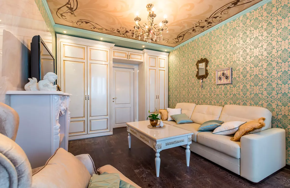 Svetlo pohištvo za dnevno sobo: Pohištvo v klasičnih in drugih stilih v belih tonih v notranjosti dvorane 9731_42