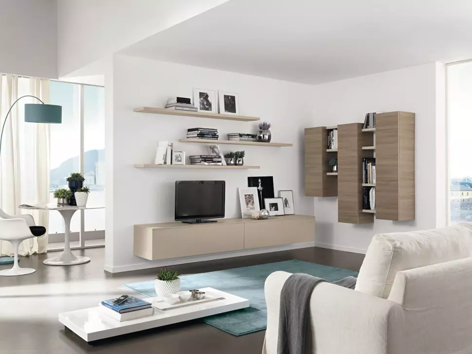 Mobles brillantes para a sala de estar: mobles en clásicos e outros estilos en tons brancos no interior do salón 9731_47