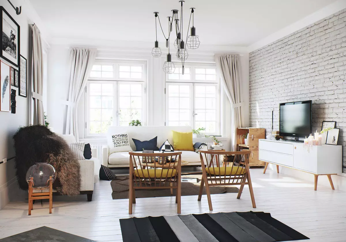 Muebles brillantes para la sala de estar: muebles en clásicos y otros estilos en tonos blancos en el interior de la sala. 9731_53
