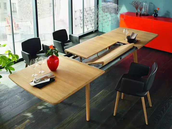 Produljivi stol za dnevni boravak: Savjeti za odabir ovalne i okrugle velike stolom za blagovanje. Pregled lijep, moderan tabele ruske proizvodnje. Zanimljivi primjeri 9732_15