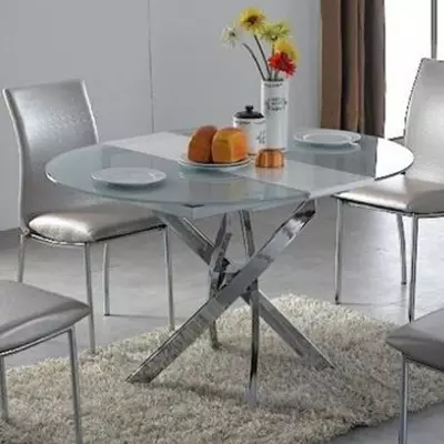 Produljivi stol za dnevni boravak: Savjeti za odabir ovalne i okrugle velike stolom za blagovanje. Pregled lijep, moderan tabele ruske proizvodnje. Zanimljivi primjeri 9732_28