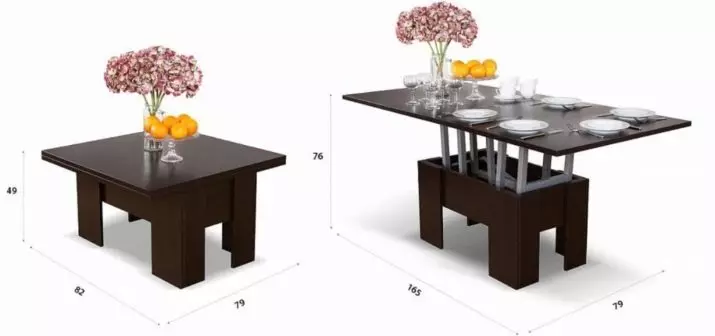 Svetainės lentelės ir kėdės (56 nuotraukos): pasirinkite baldus klasikinio stiliaus salės, modernių ir klasikinių pietų grupių su stumdomu stalu. 9742_10