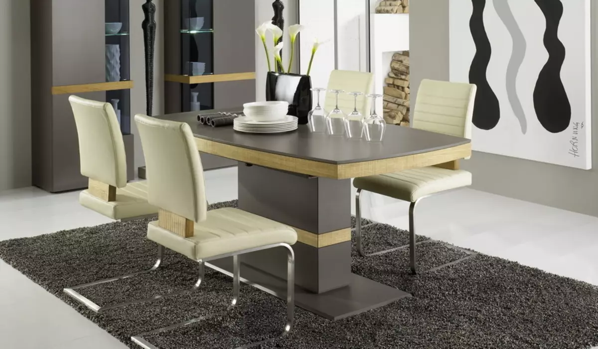 거실 용 테이블과 의자 (56 장의 사진) : 클래식 스타일 홀, 현대적인 점심 식탁을위한 가구를 선택하십시오. 9742_35