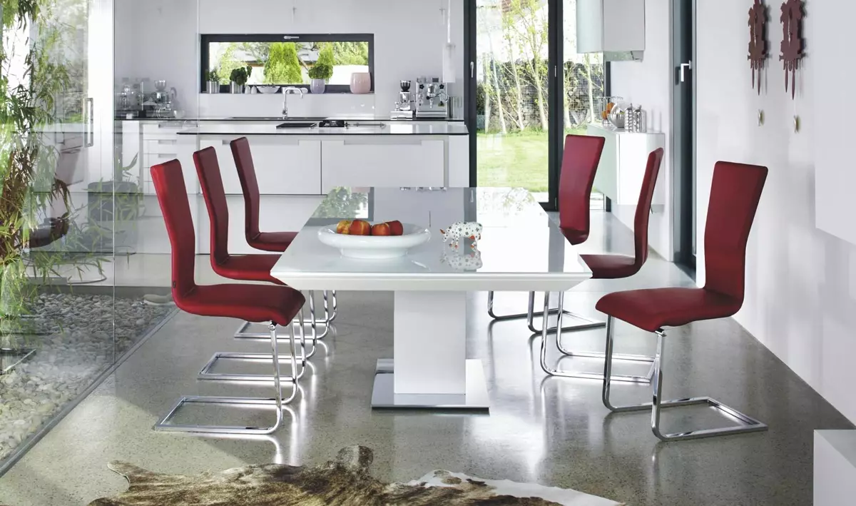 Bord och stolar för vardagsrummet (56 bilder): Välj Möbler för Classic Style Hall, moderna och klassiska lunchgrupper med glidbord. 9742_46