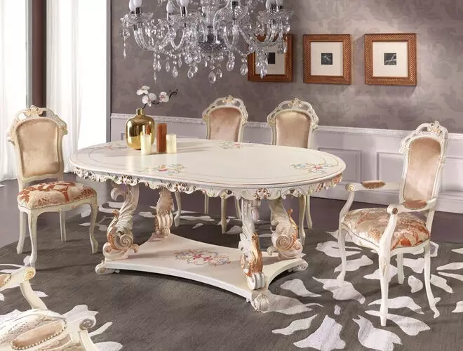 Bord och stolar för vardagsrummet (56 bilder): Välj Möbler för Classic Style Hall, moderna och klassiska lunchgrupper med glidbord. 9742_50