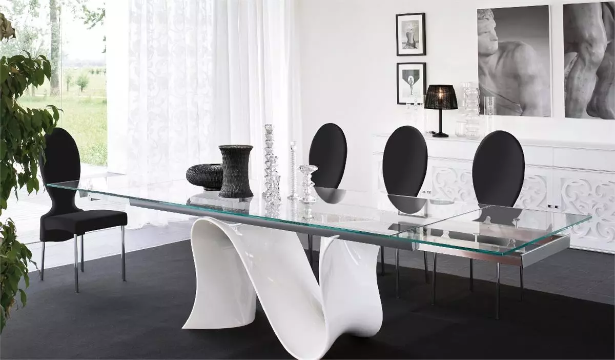 거실 용 테이블과 의자 (56 장의 사진) : 클래식 스타일 홀, 현대적인 점심 식탁을위한 가구를 선택하십시오. 9742_51