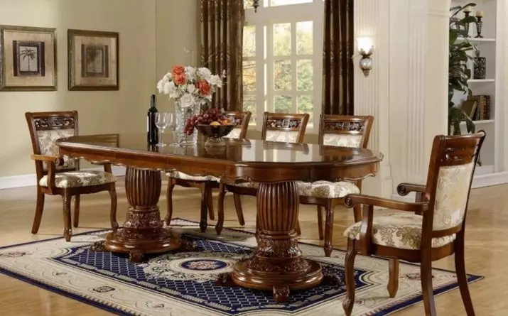 طاولات وكراسي لغرفة المعيشة (56 صورة): حدد الأثاث لقاعة الطراز الكلاسيكي، ومجموعات الغداء الحديثة والكلاسيكية مع طاولة انزلاقية. 9742_53