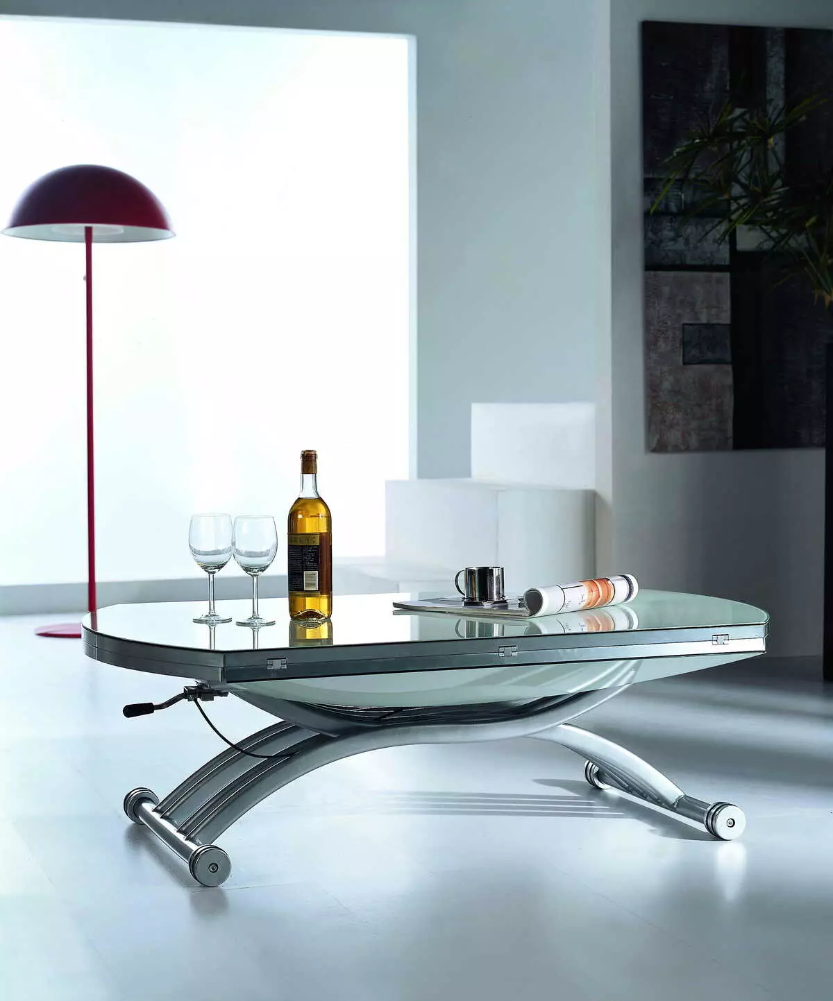 Táblázat transzformátor nappali (62 fotó): összecsukható étkező kerek asztalok és tolóasztalhoz talpak, összecsukható konzol asztalok és más modellek a folyosón 9745_28