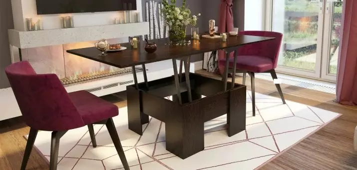 Table Transformer สำหรับห้องนั่งเล่น (รูปภาพ 62 ภาพ): การรับประทานอาหารพับโต๊ะกลมและโต๊ะเลื่อนโต๊ะพับคอนโซลและรุ่นอื่น ๆ ในห้องโถง 9745_42