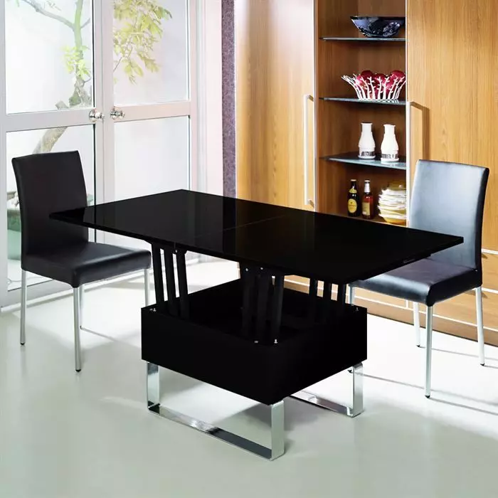 Table Transformer untuk Ruang Tamu (62 foto): Meja Putaran Bersantap Lipat dan Meja Geser-Stand, Meja Konsol Lipat dan Model Lain di Aula 9745_47