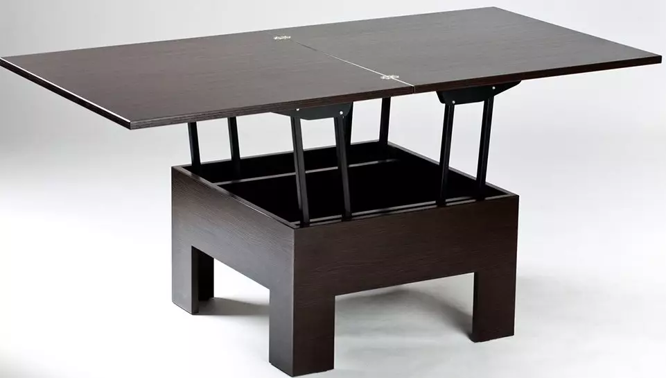 Táblázat transzformátor nappali (62 fotó): összecsukható étkező kerek asztalok és tolóasztalhoz talpak, összecsukható konzol asztalok és más modellek a folyosón 9745_58