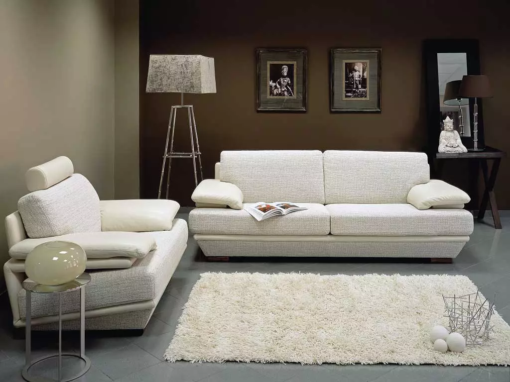 Sives w salonie (157 zdjęć): Przegląd miękkich sof dla sali, stylowe półokrągłe i w kształcie litery P, nieświadome i elitarne proste sofy we wnętrzu. Jak wybrać? 9758_15
