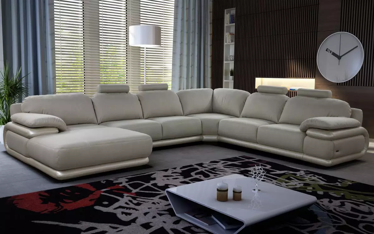 Siesas dzīvojamā istabā (157 fotogrāfijas): pārskats par mīkstajiem dīvāniem zālei, stilīgs pusapaļš un p-formas, neprofināls un elites taisnas dīvāni interjerā. Kā izvēlēties? 9758_19