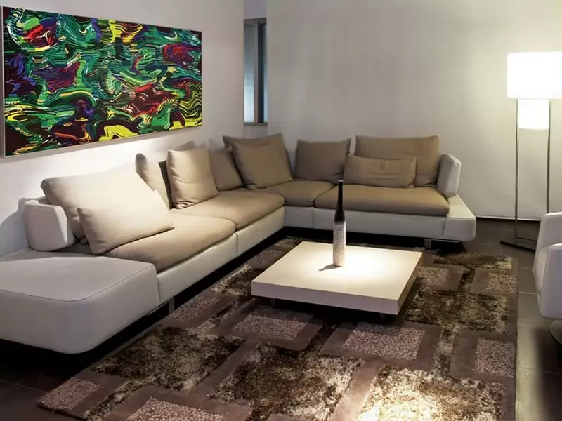 Siesas dzīvojamā istabā (157 fotogrāfijas): pārskats par mīkstajiem dīvāniem zālei, stilīgs pusapaļš un p-formas, neprofināls un elites taisnas dīvāni interjerā. Kā izvēlēties? 9758_6