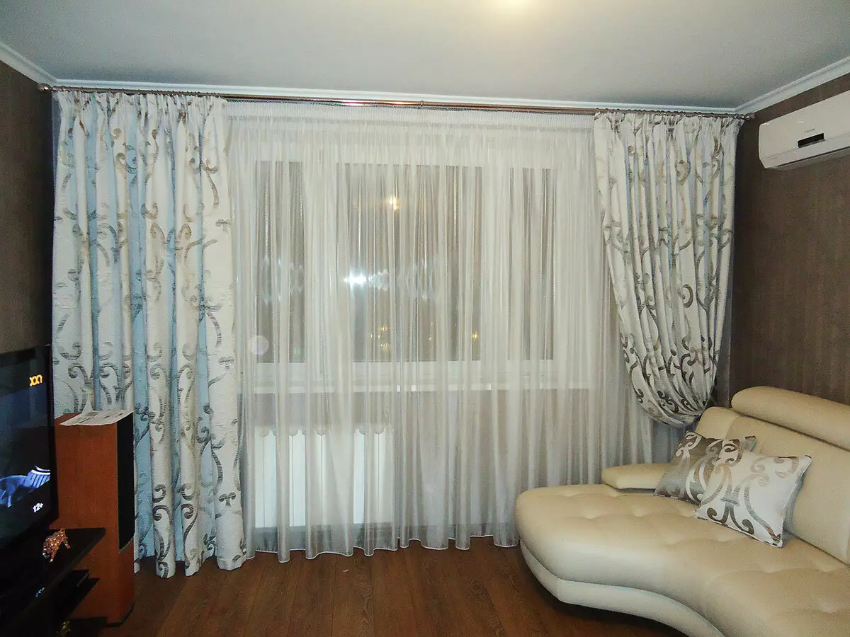 Perdele de noapte pentru hol (39 poze): Design de perdele pentru tavan Cornișă în camera de zi, Perdele duble cu cravată 9768_3
